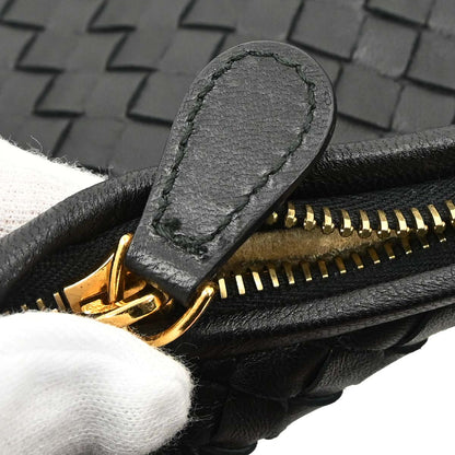 Bottega Veneta Black Lambskin Intrecciato Hobo Handbag