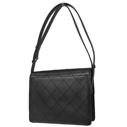 Chanel 1997-1999 Black Caviar Skin Straight Flap Shoulder Bag