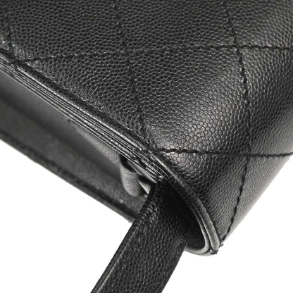 Chanel 1997-1999 Black Caviar Skin Straight Flap Shoulder Bag