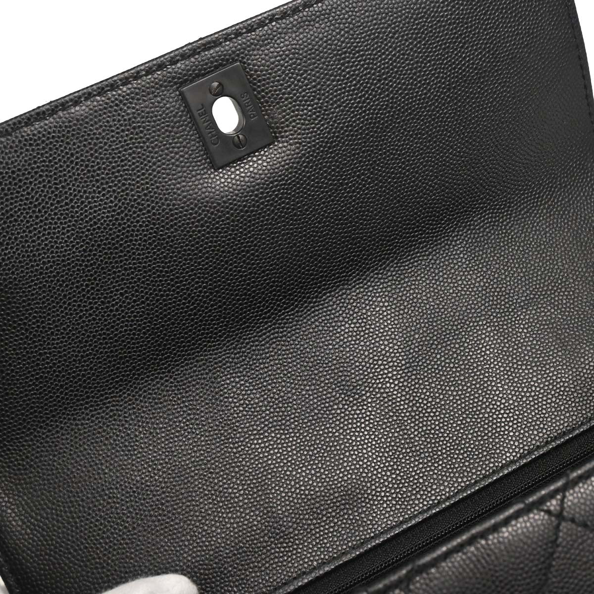 Chanel 1997-1999 Black Caviar Skin Straight Flap Shoulder Bag