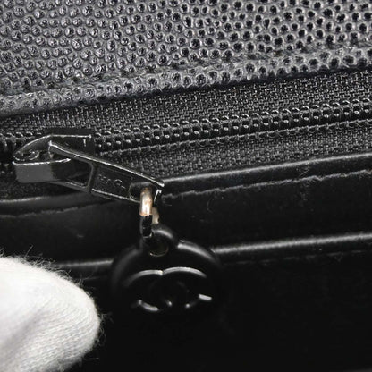 Chanel 1997-1999 Black Caviar Skin Straight Flap Shoulder Bag