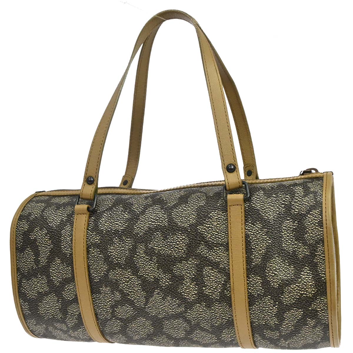 Yves Saint Laurent Gray PVC Giraffe Print Mini Drum Handbag