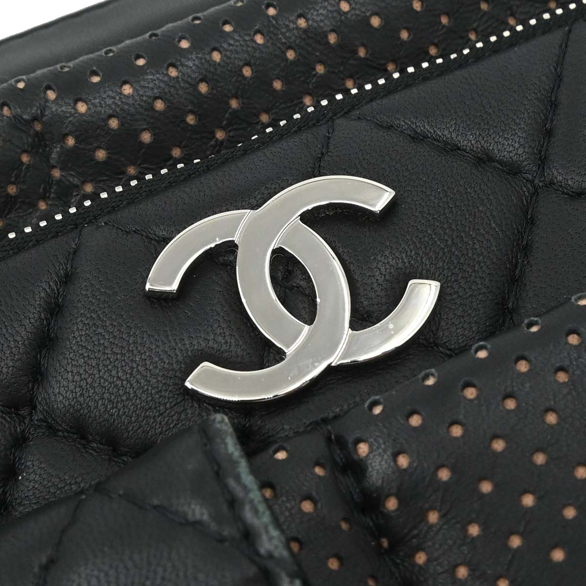Chanel Black Perforated Lambskin Ultra Pocket Camera Bag