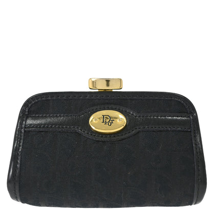 Christian Dior Black Trotter Kiss Lock Coin Purse Wallet Mini Pouch