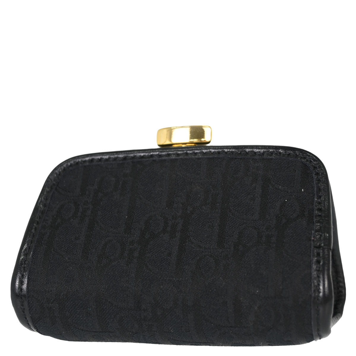 Christian Dior Black Trotter Kiss Lock Coin Purse Wallet Mini Pouch