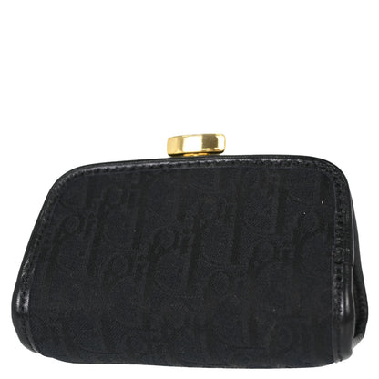 Christian Dior Black Trotter Kiss Lock Coin Purse Wallet Mini Pouch