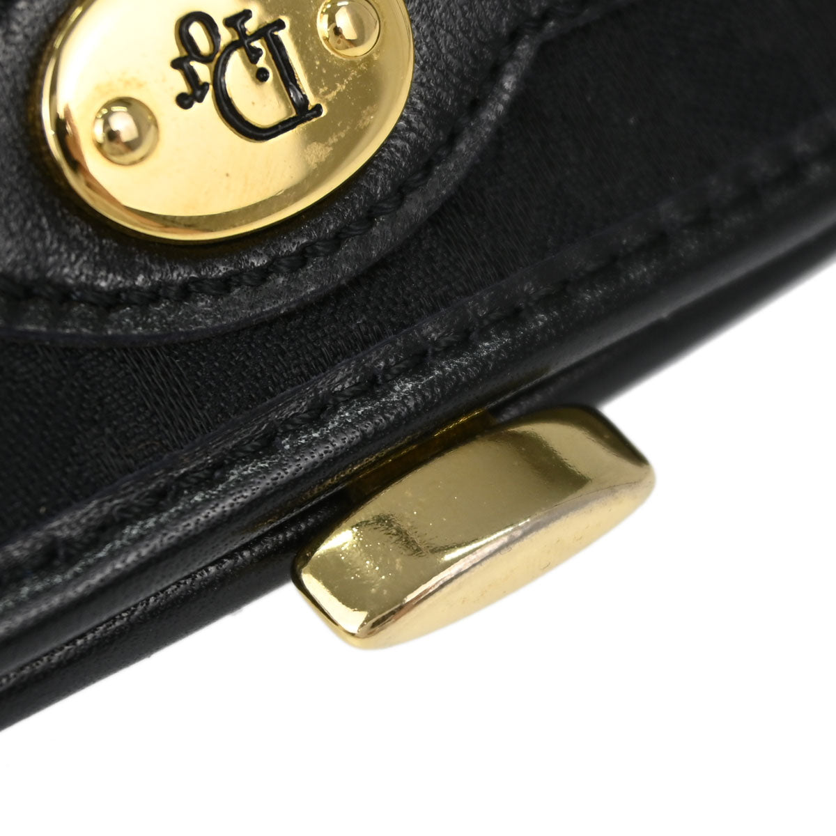 Christian Dior Black Trotter Kiss Lock Coin Purse Wallet Mini Pouch