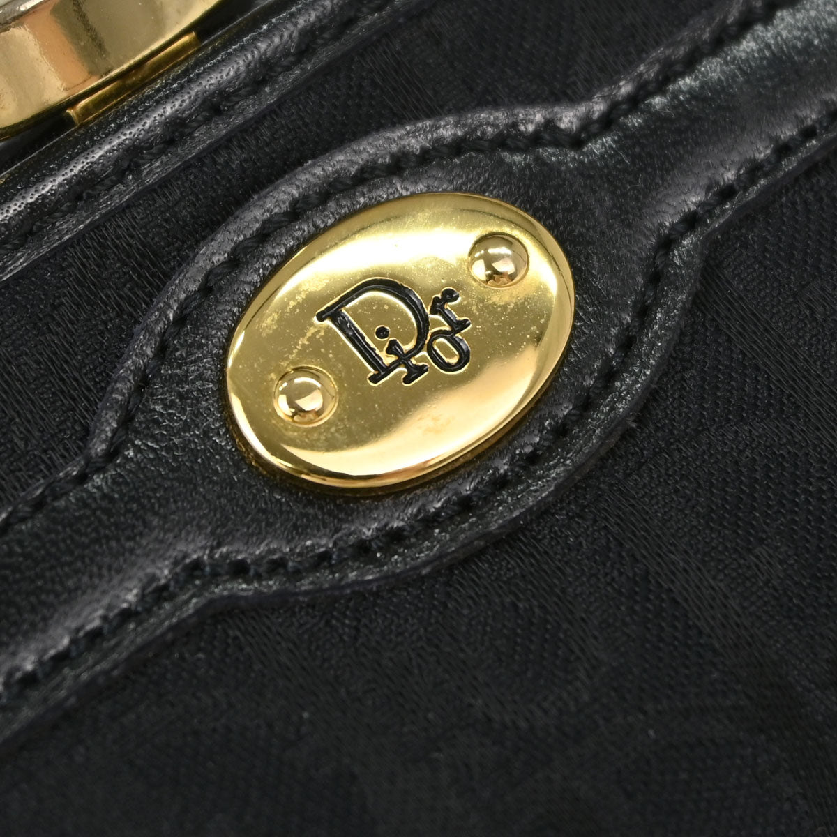 Christian Dior Black Trotter Kiss Lock Coin Purse Wallet Mini Pouch