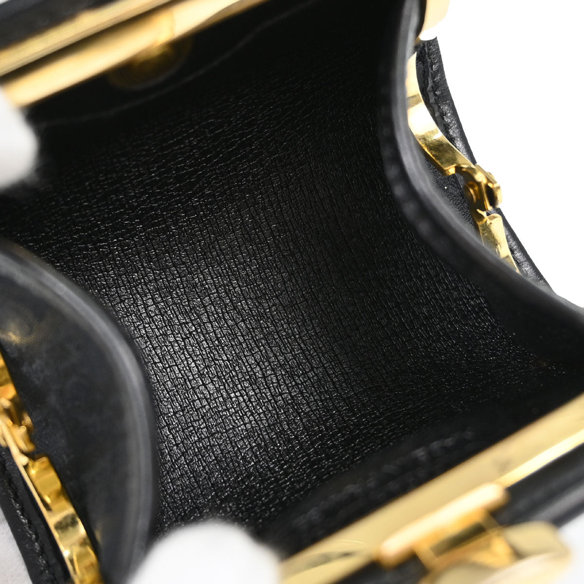 Christian Dior Black Trotter Kiss Lock Coin Purse Wallet Mini Pouch