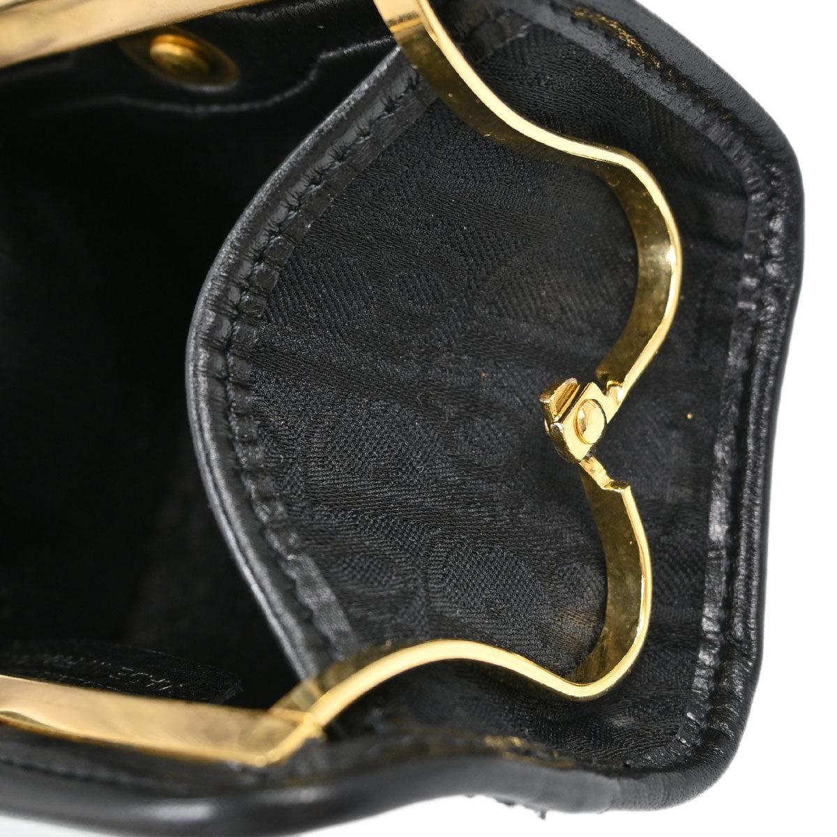 Christian Dior Black Trotter Kiss Lock Coin Purse Wallet Mini Pouch