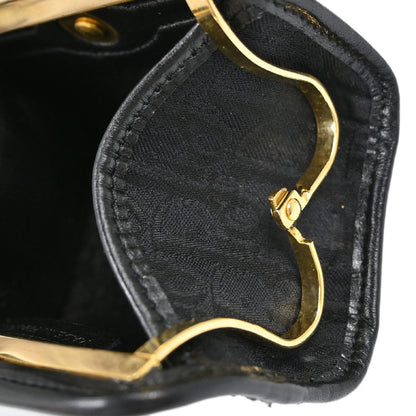 Christian Dior Black Trotter Kiss Lock Coin Purse Wallet Mini Pouch