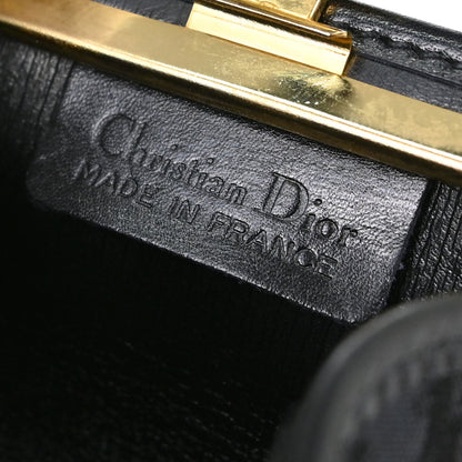 Christian Dior Black Trotter Kiss Lock Coin Purse Wallet Mini Pouch