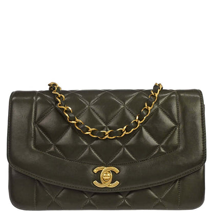 Chanel Green Lambskin Small Diana Shoulder Bag