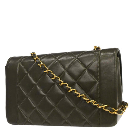 Chanel Green Lambskin Small Diana Shoulder Bag