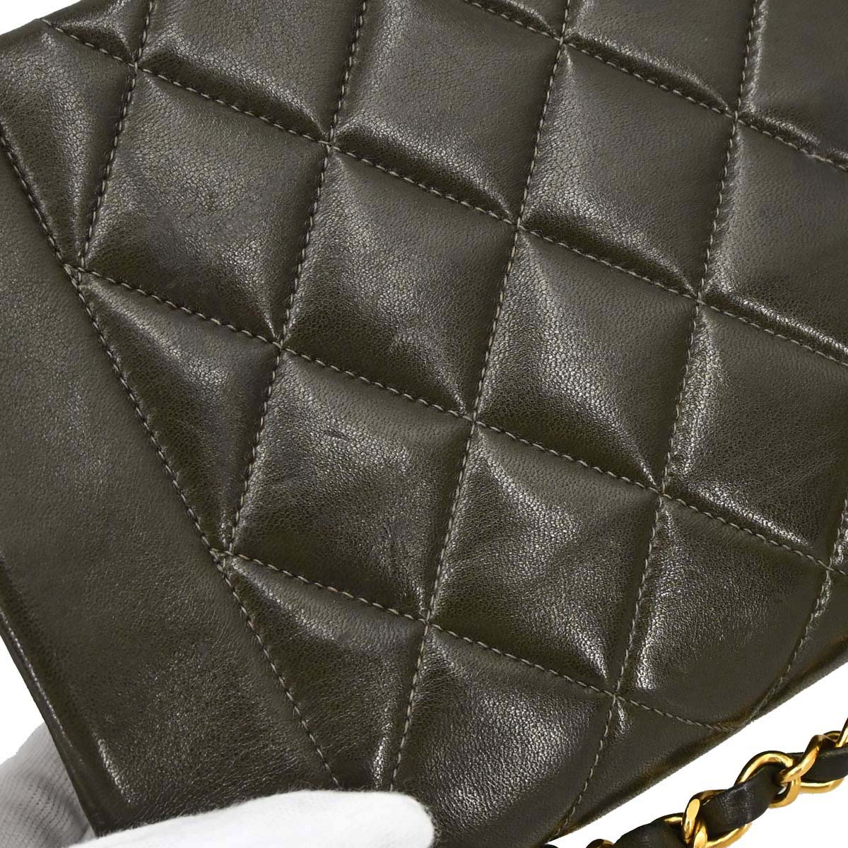 Chanel Green Lambskin Small Diana Shoulder Bag