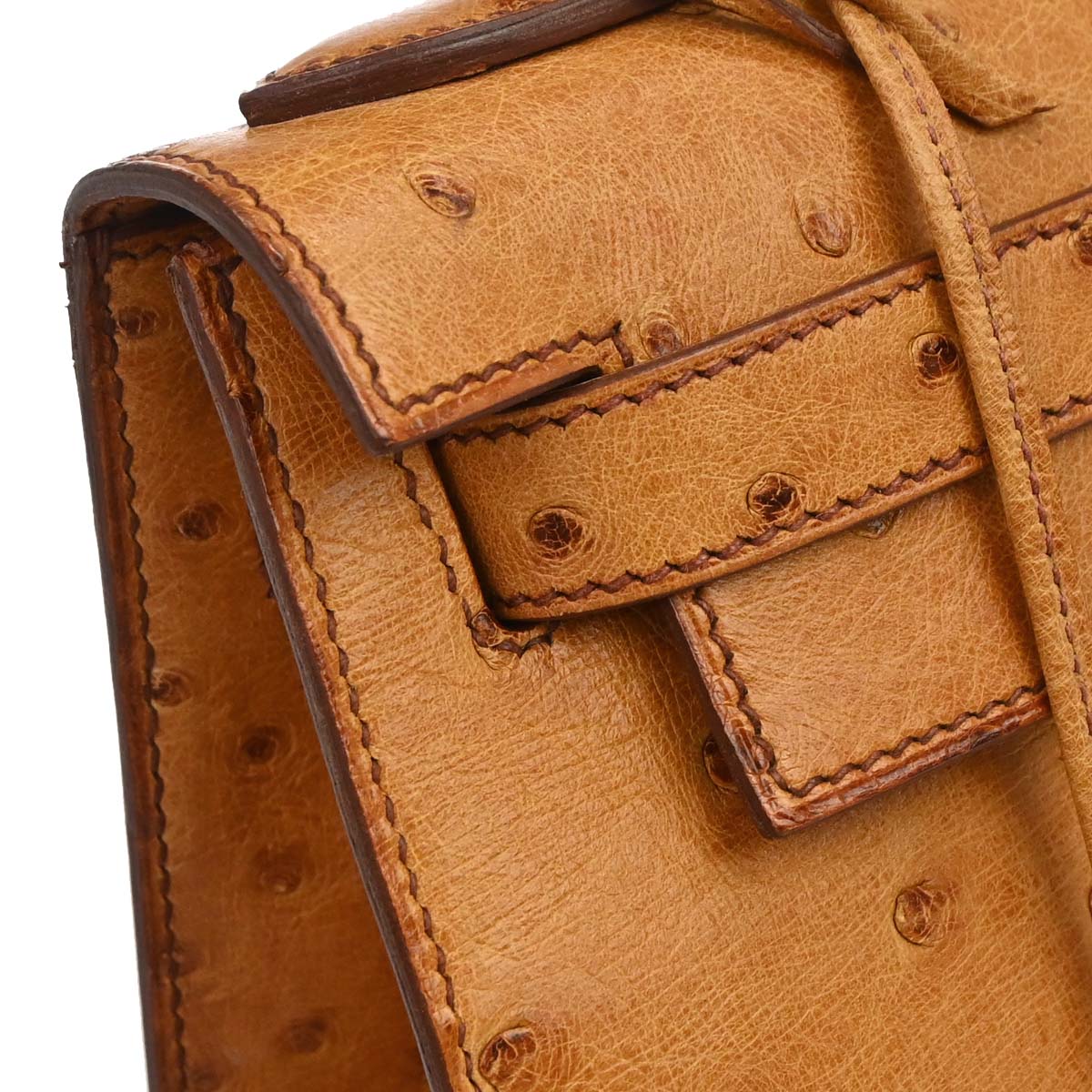 Hermes * Chestnut Ostrich Kelly 28 Sellier 2way Shoulder Handbag