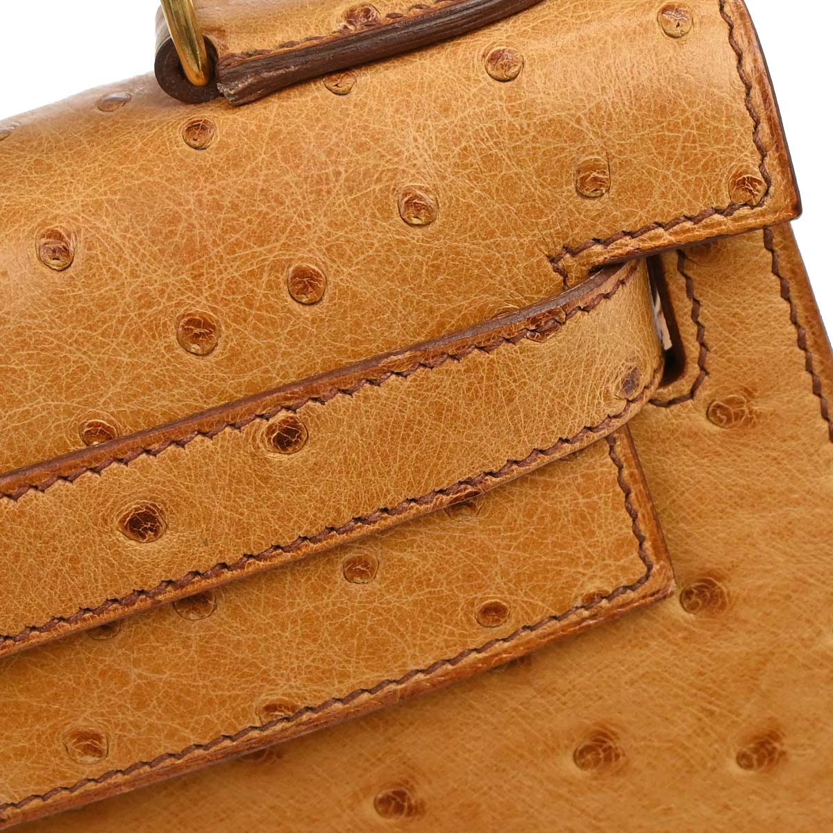 Hermes * Chestnut Ostrich Kelly 28 Sellier 2way Shoulder Handbag