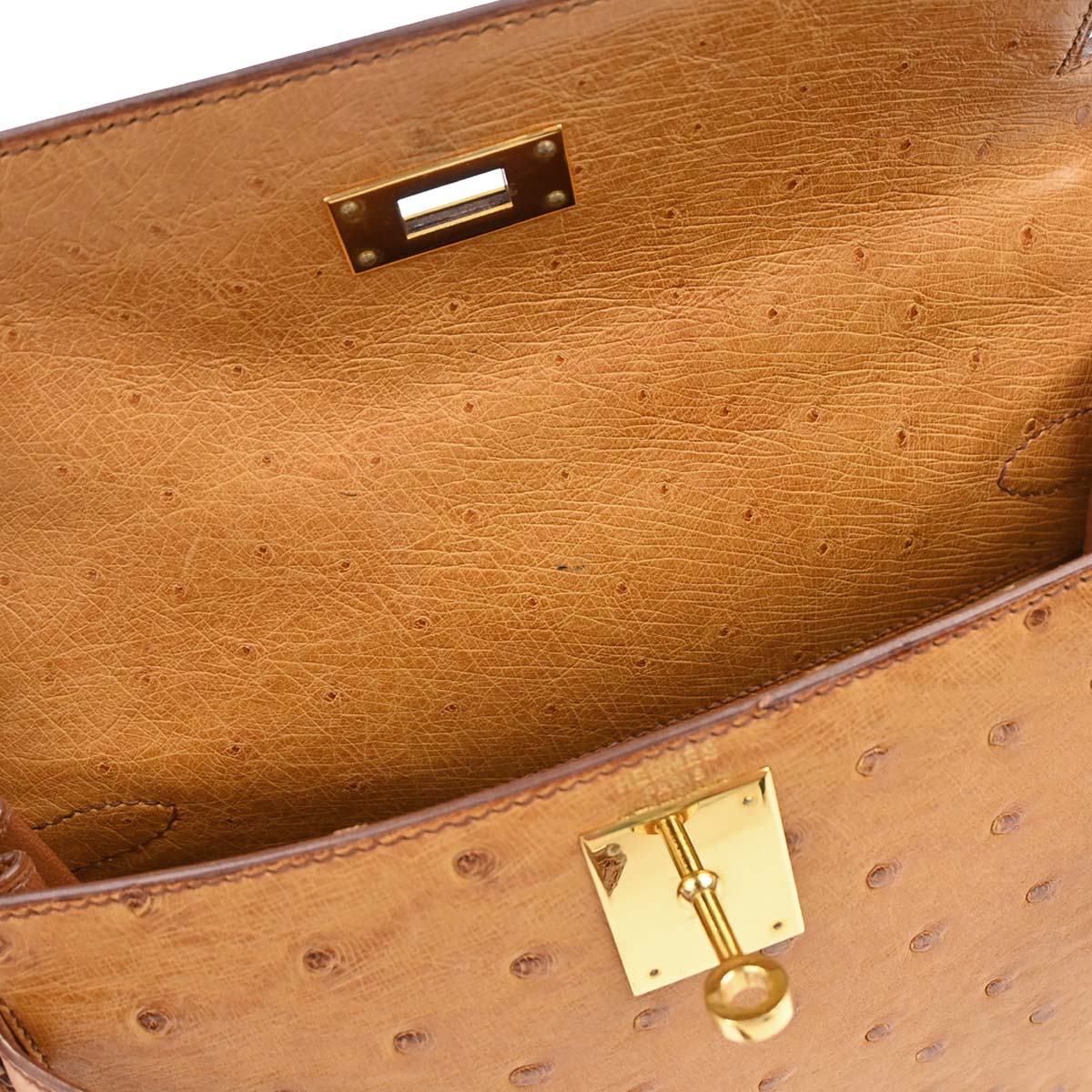 Hermes * Chestnut Ostrich Kelly 28 Sellier 2way Shoulder Handbag