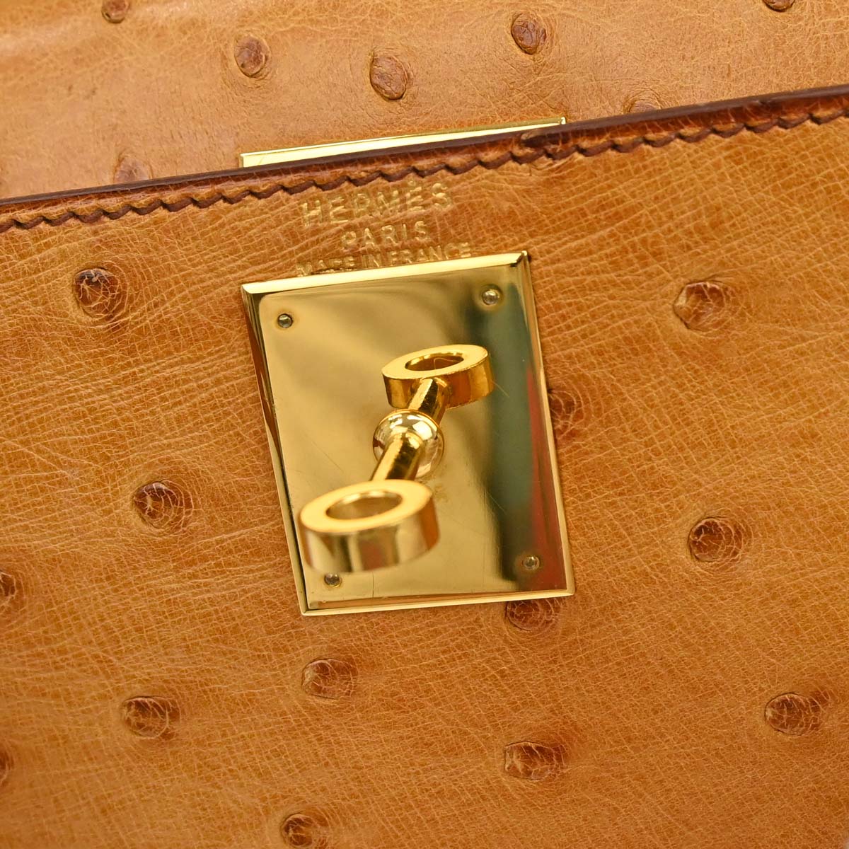 Hermes * Chestnut Ostrich Kelly 28 Sellier 2way Shoulder Handbag