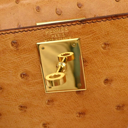 Hermes * Chestnut Ostrich Kelly 28 Sellier 2way Shoulder Handbag
