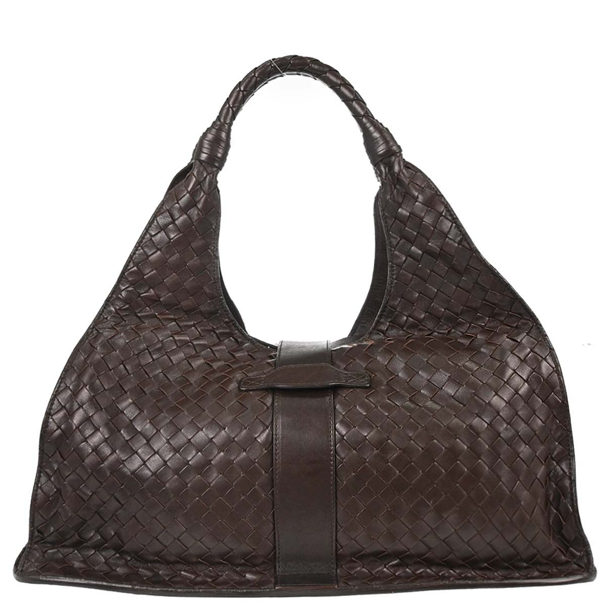 Bottega Veneta Brown Lambskin Intrecciato Tote Handbag