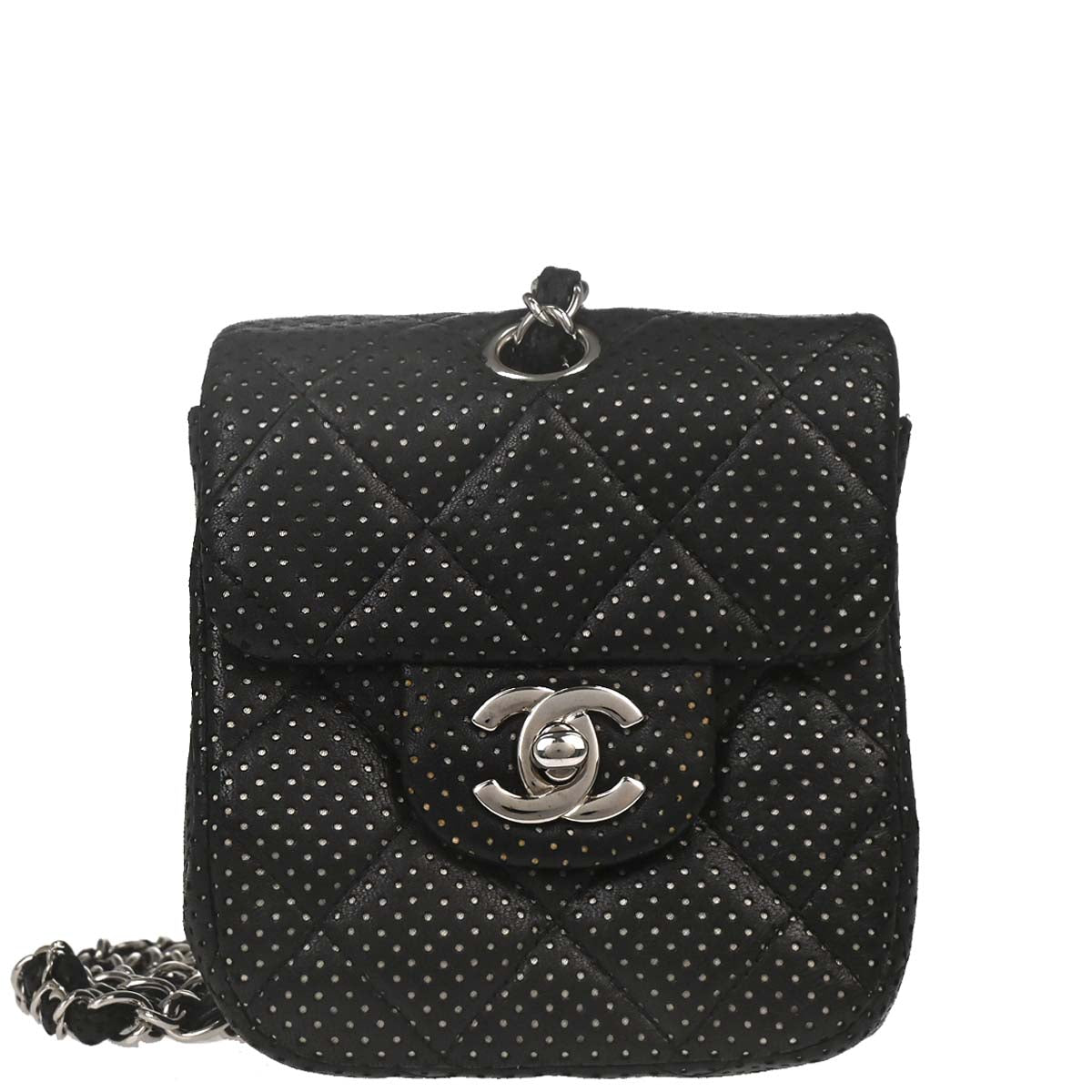 Chanel 2006-2008 Black Perforated Lambskin Shoulder Bag