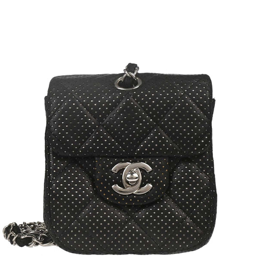 Chanel 2006-2008 Black Perforated Lambskin Shoulder Bag