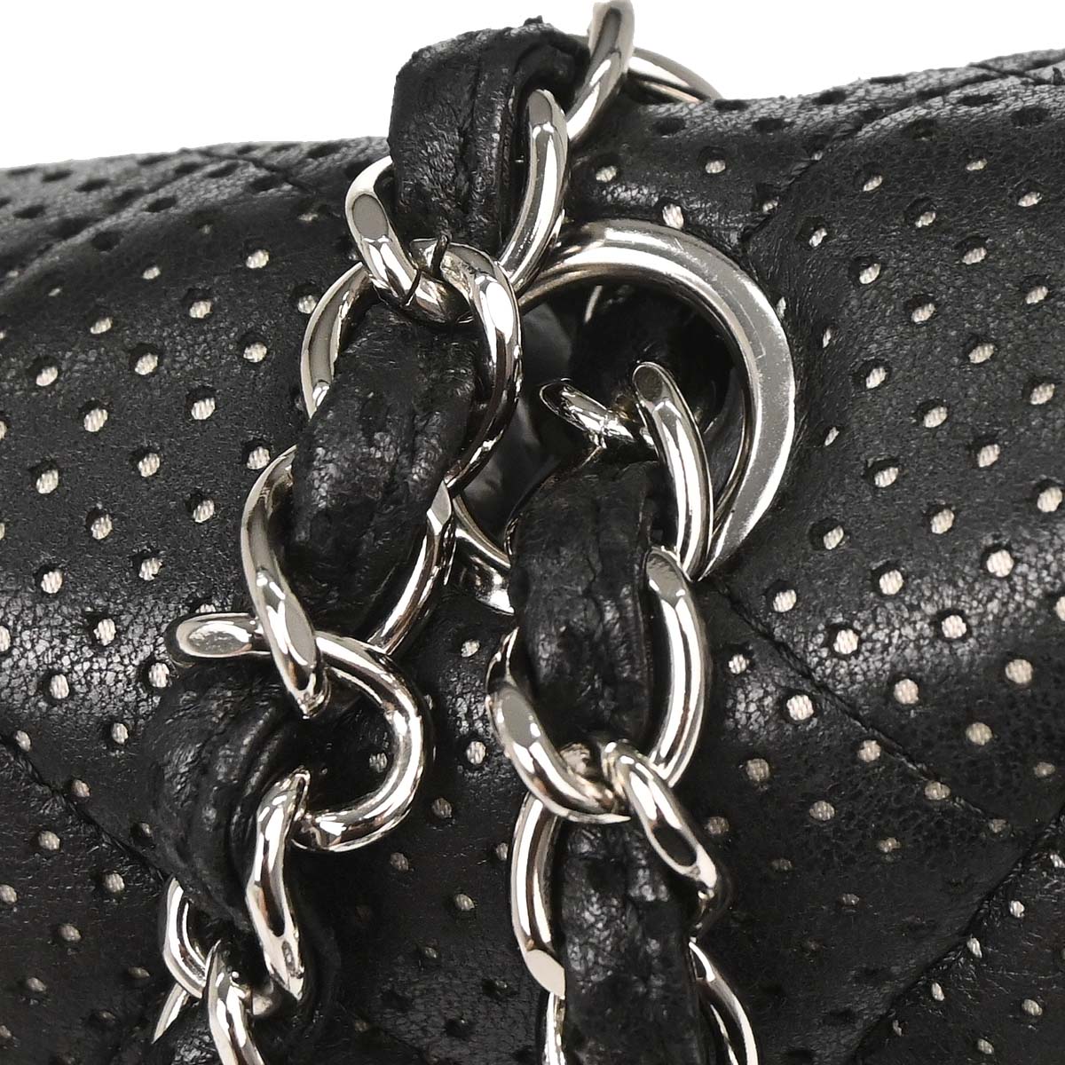 Chanel 2006-2008 Black Perforated Lambskin Shoulder Bag
