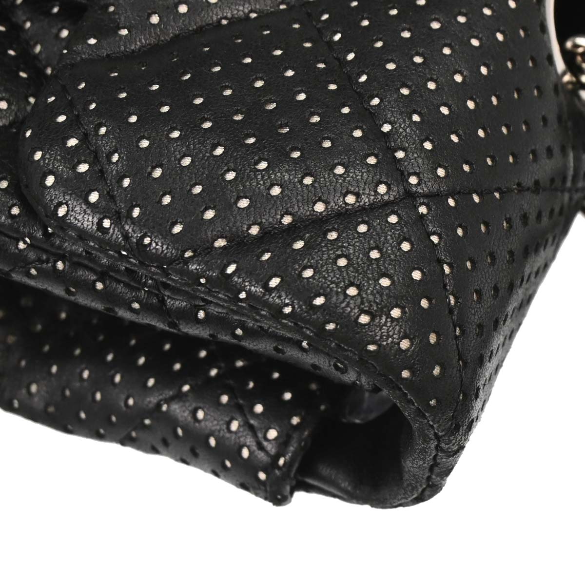 Chanel 2006-2008 Black Perforated Lambskin Shoulder Bag