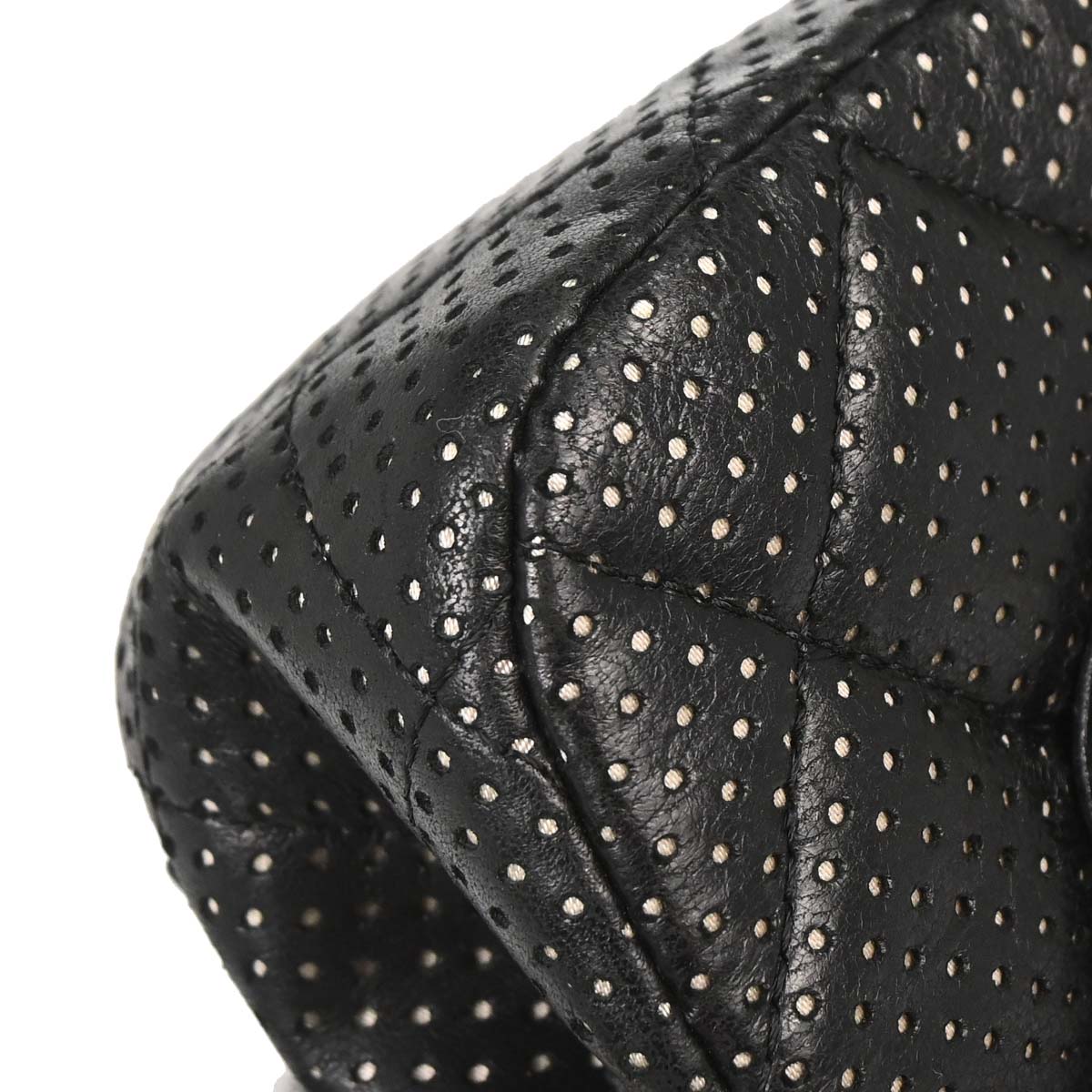 Chanel 2006-2008 Black Perforated Lambskin Shoulder Bag