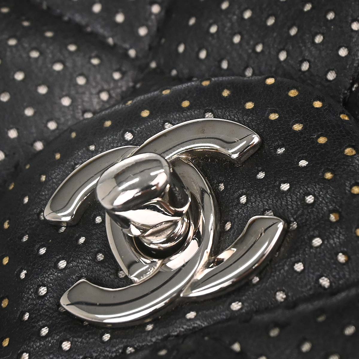 Chanel 2006-2008 Black Perforated Lambskin Shoulder Bag