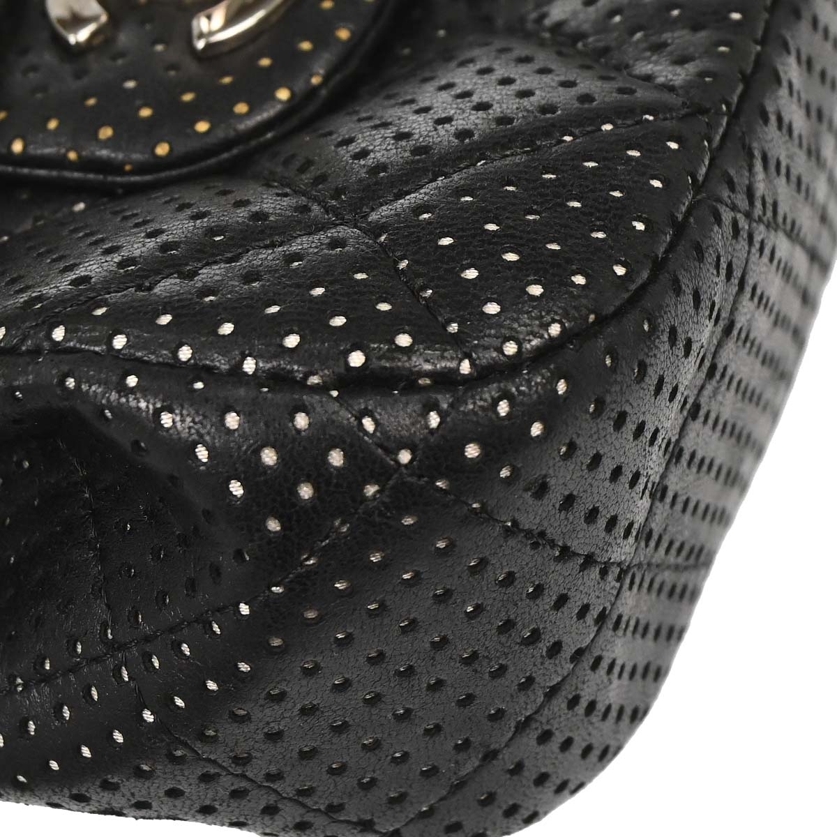 Chanel 2006-2008 Black Perforated Lambskin Shoulder Bag