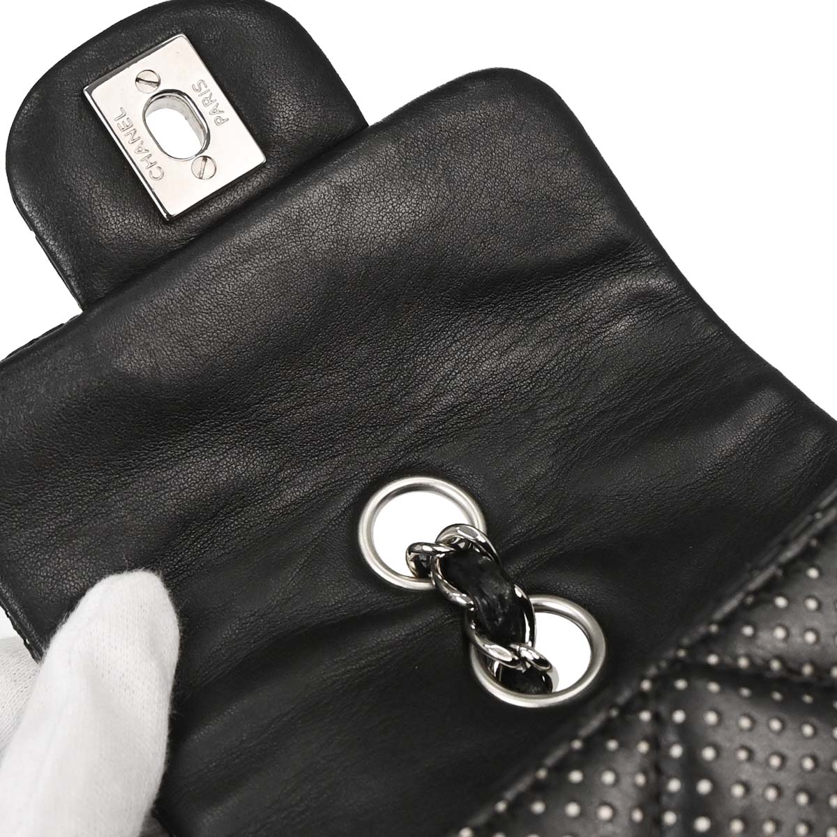 Chanel 2006-2008 Black Perforated Lambskin Shoulder Bag