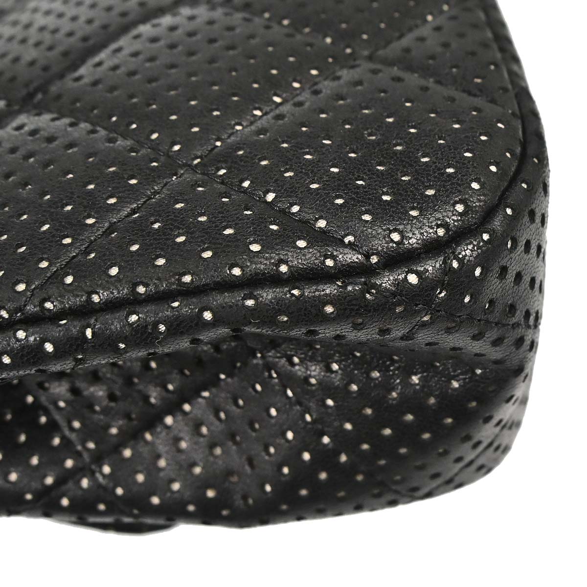 Chanel 2006-2008 Black Perforated Lambskin Shoulder Bag