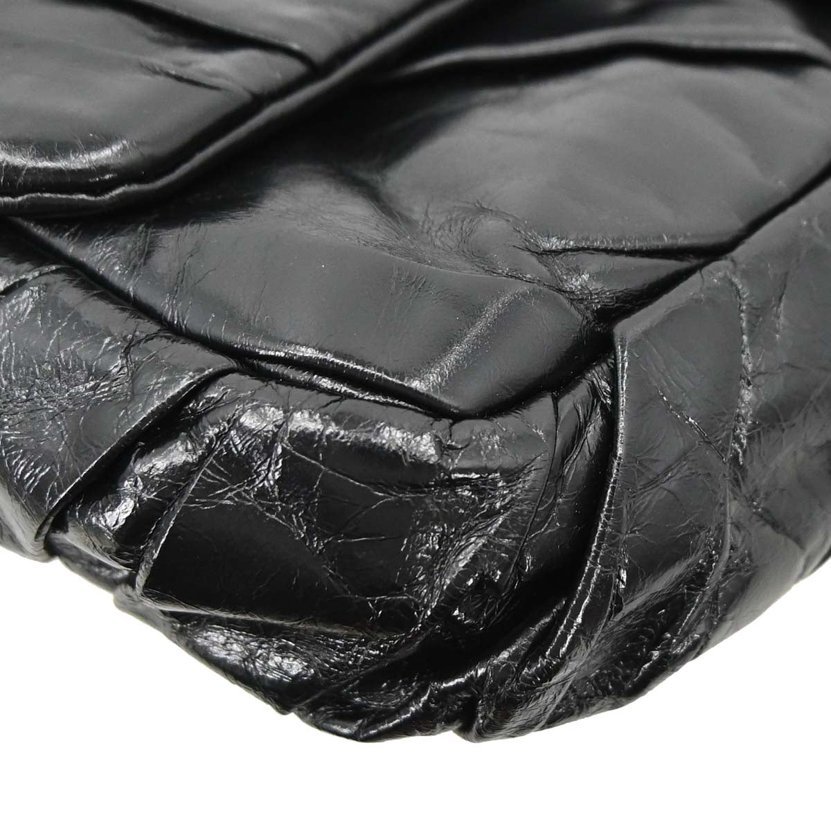 Chanel Black Glazed Calfskin Twisted Flap Shoulder Bag