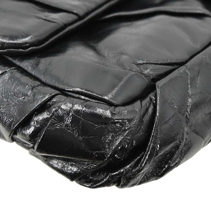 Chanel Black Glazed Calfskin Twisted Flap Shoulder Bag