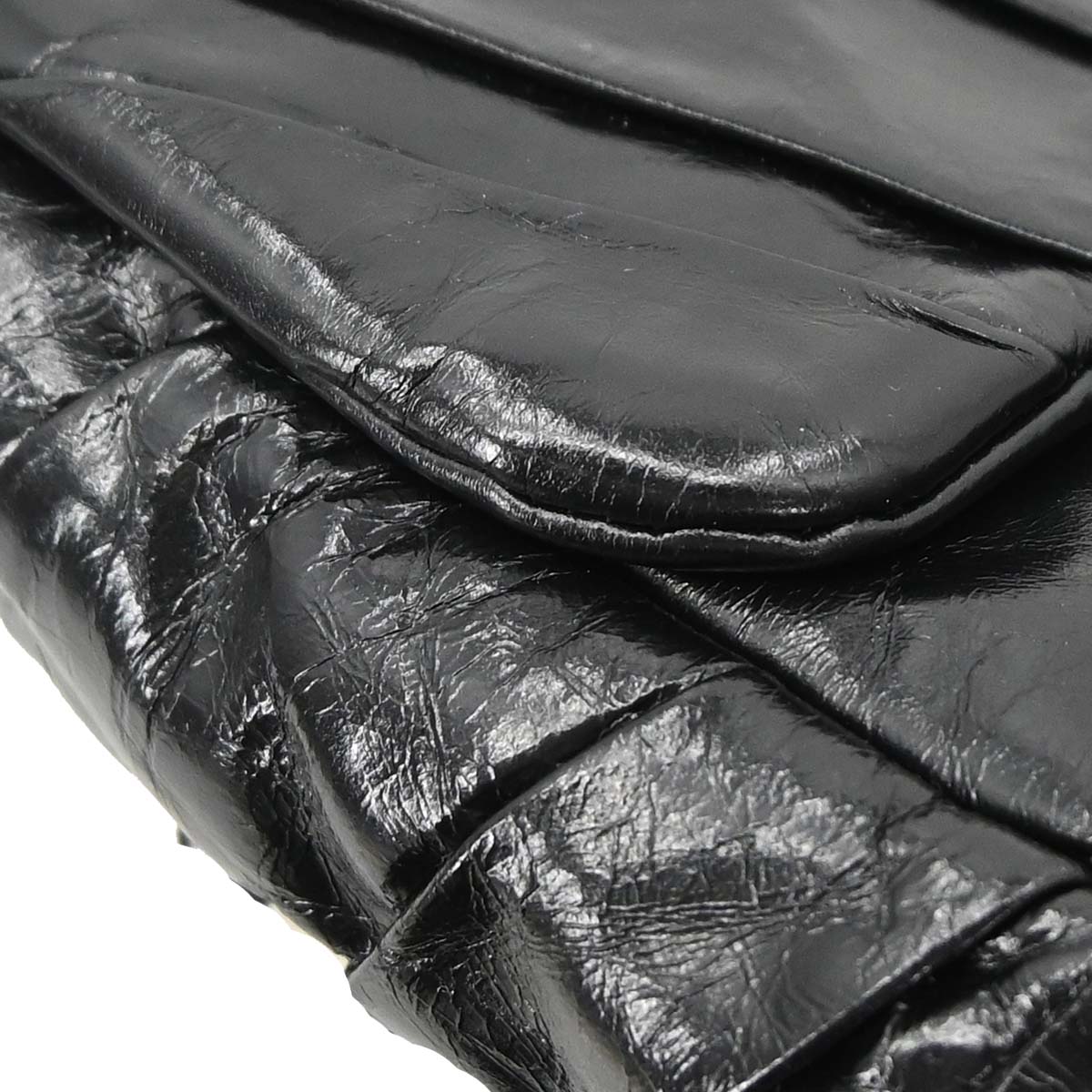 Chanel Black Glazed Calfskin Twisted Flap Shoulder Bag