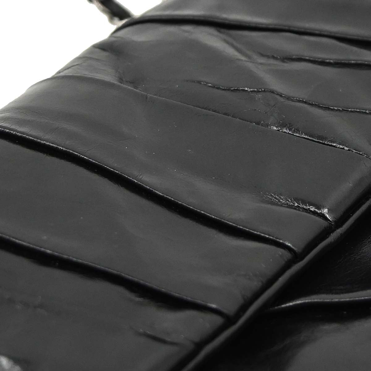 Chanel Black Glazed Calfskin Twisted Flap Shoulder Bag