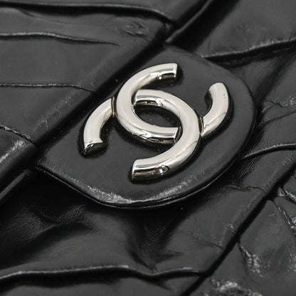 Chanel Black Glazed Calfskin Twisted Flap Shoulder Bag