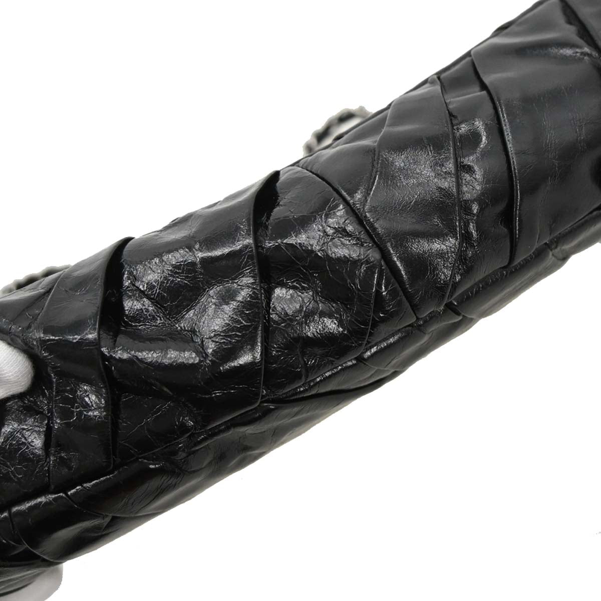 Chanel Black Glazed Calfskin Twisted Flap Shoulder Bag