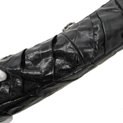 Chanel Black Glazed Calfskin Twisted Flap Shoulder Bag