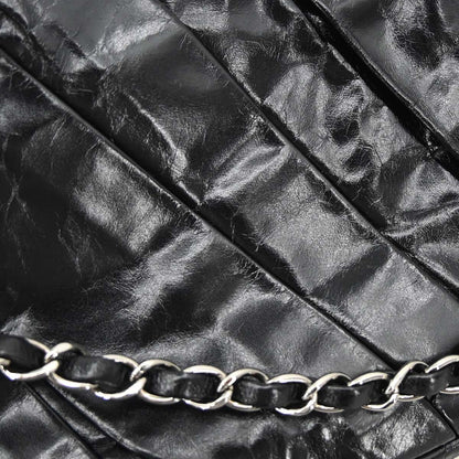 Chanel Black Glazed Calfskin Twisted Flap Shoulder Bag