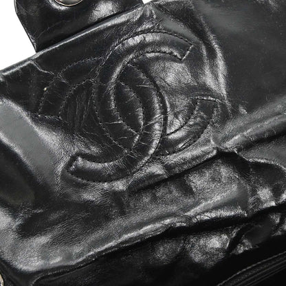 Chanel Black Glazed Calfskin Twisted Flap Shoulder Bag