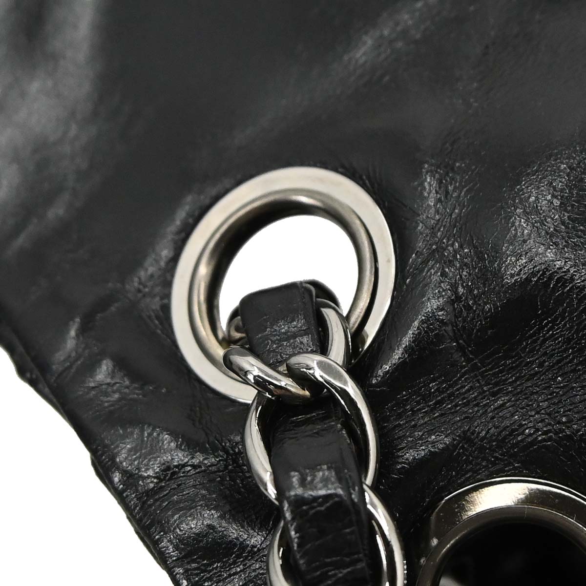 Chanel Black Glazed Calfskin Twisted Flap Shoulder Bag