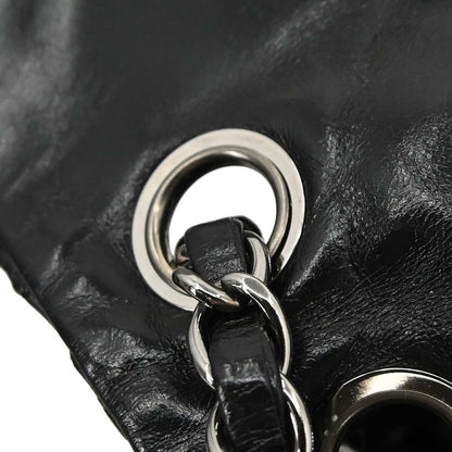 Chanel Black Glazed Calfskin Twisted Flap Shoulder Bag
