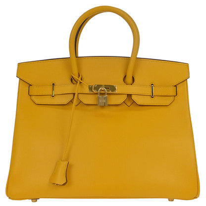 Hermes Jaune Courchevel Birkin 35 Handbag