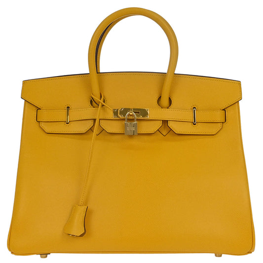 Hermes Jaune Courchevel Birkin 35 Handbag