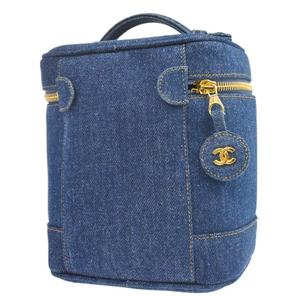 Chanel Blue Denim Timeless Vanity Handbag
