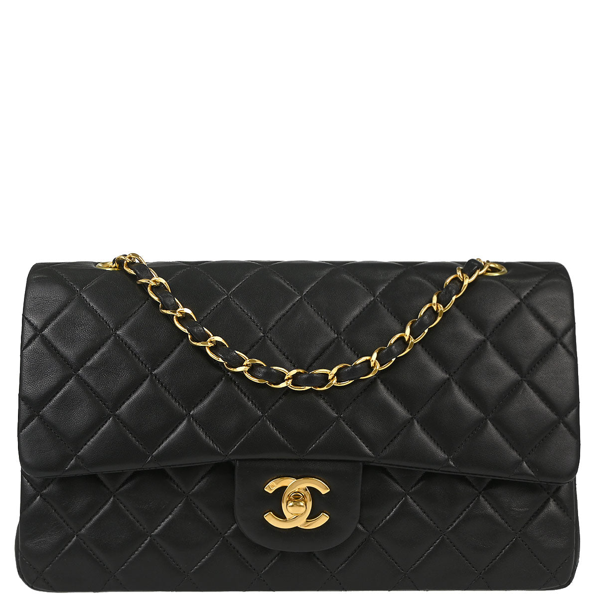 Chanel Black Lambskin Medium Classic Double Flap Shoulder Bag