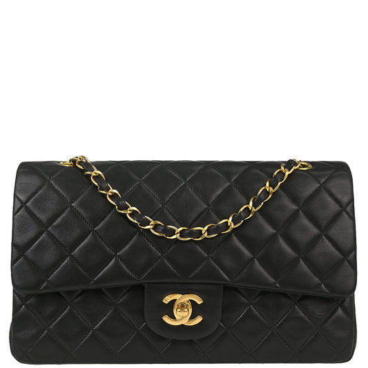 Chanel Black Lambskin Medium Classic Double Flap Shoulder Bag